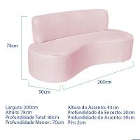 Sofá Curvo 4 Lugares Amsterdã 200cm Suede Cor Rosa Bebê - 3