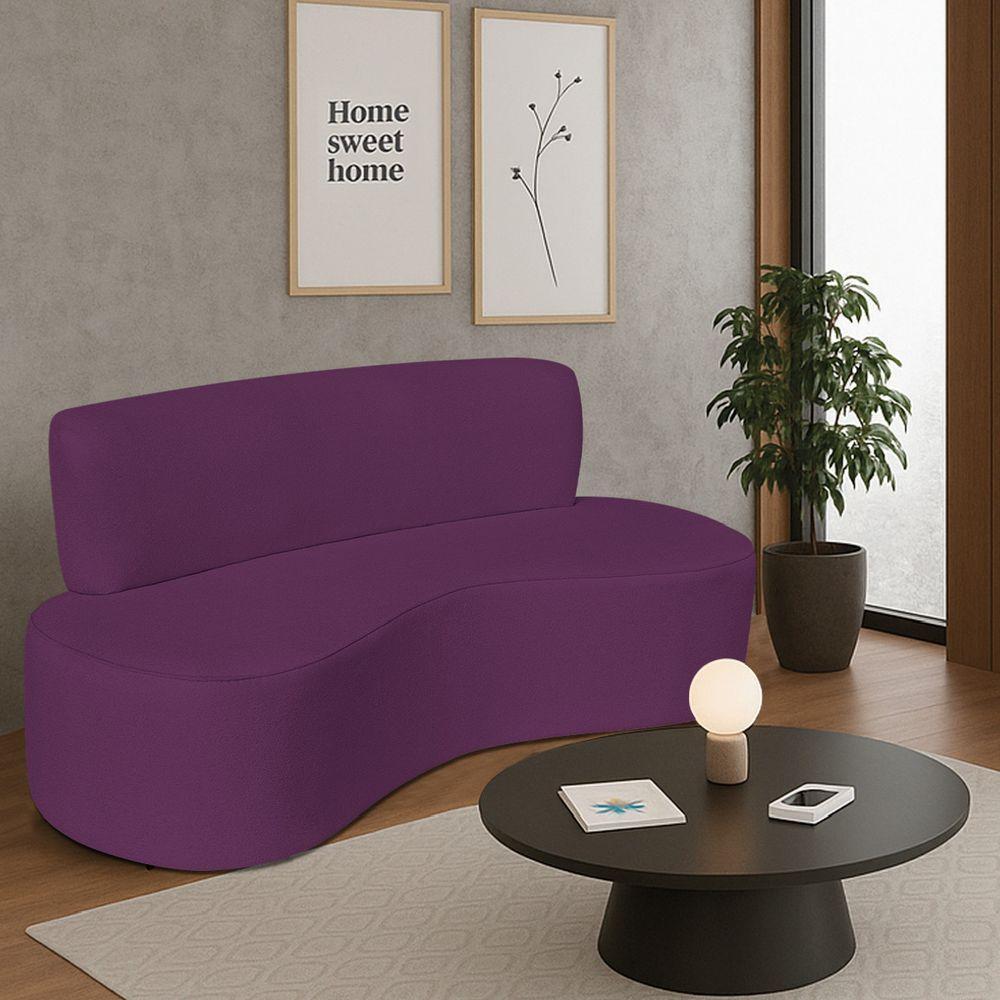 Sofá Curvo 4 Lugares Amsterdã 200cm Suede Cor Roxo - 1