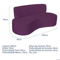 Sofá Curvo 4 Lugares Amsterdã 200cm Suede Cor Roxo - 6
