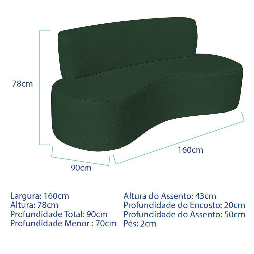 Sofá Curvo 3 Lugares Amsterdã 160cm Suede Cor Verde - 3