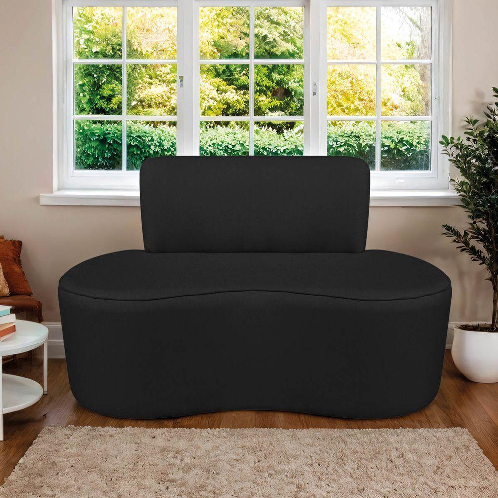 Sofá Curvo 2 Lugares Amsterdã 130cm Bouclé - Doce Sonho Móveis Cor Preto - 2