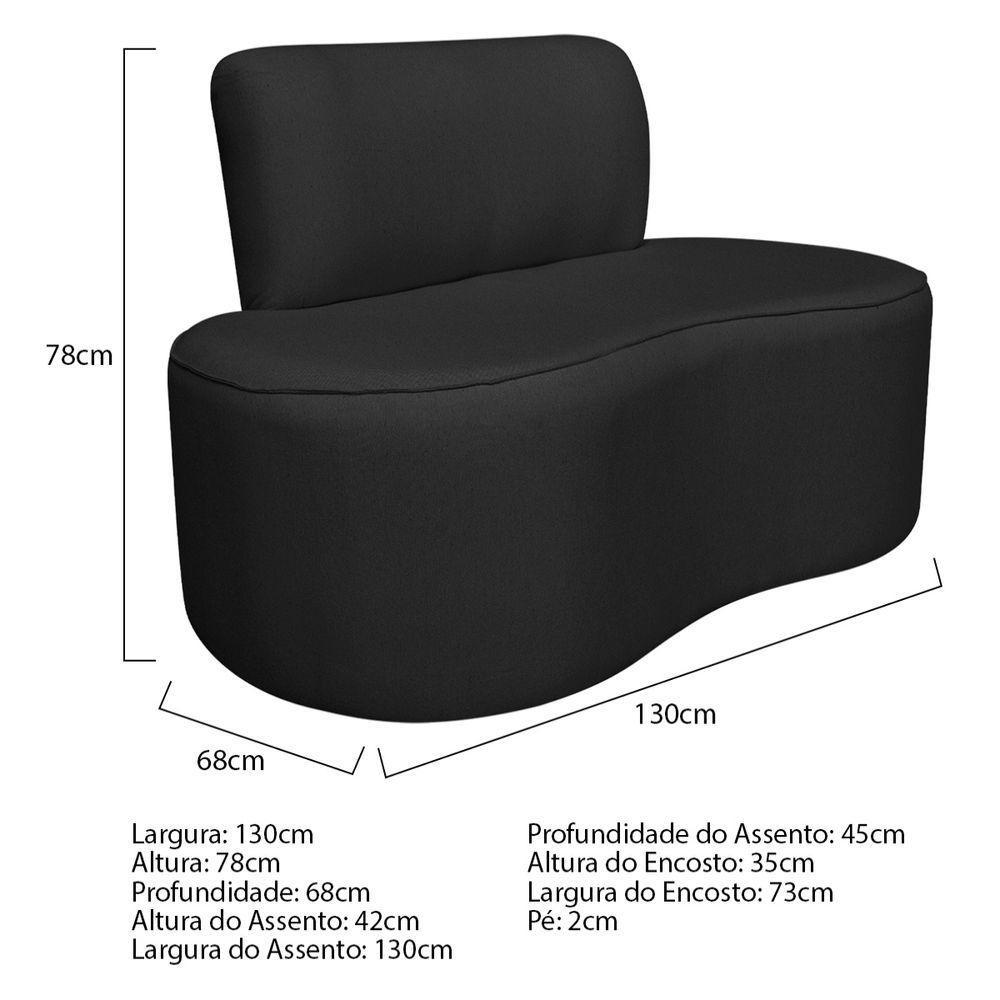 Sofá Curvo 2 Lugares Amsterdã 130cm Bouclé - Doce Sonho Móveis Cor Preto - 3