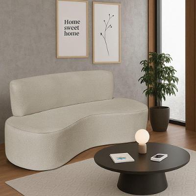 Sofá Curvo 2 Lugares Sala De Estar Recepção Escritório Amsterdã 140cm Corano - Amarena Móveis Cor Bege
