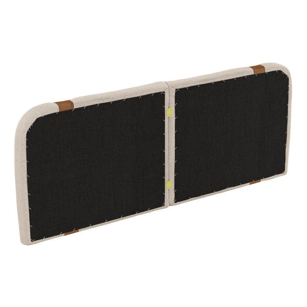 Cabeceira Painel Orgânico Cama Box Queen Size Flay 160cm Dobrável Bouclé Bege - Desk Design - 7