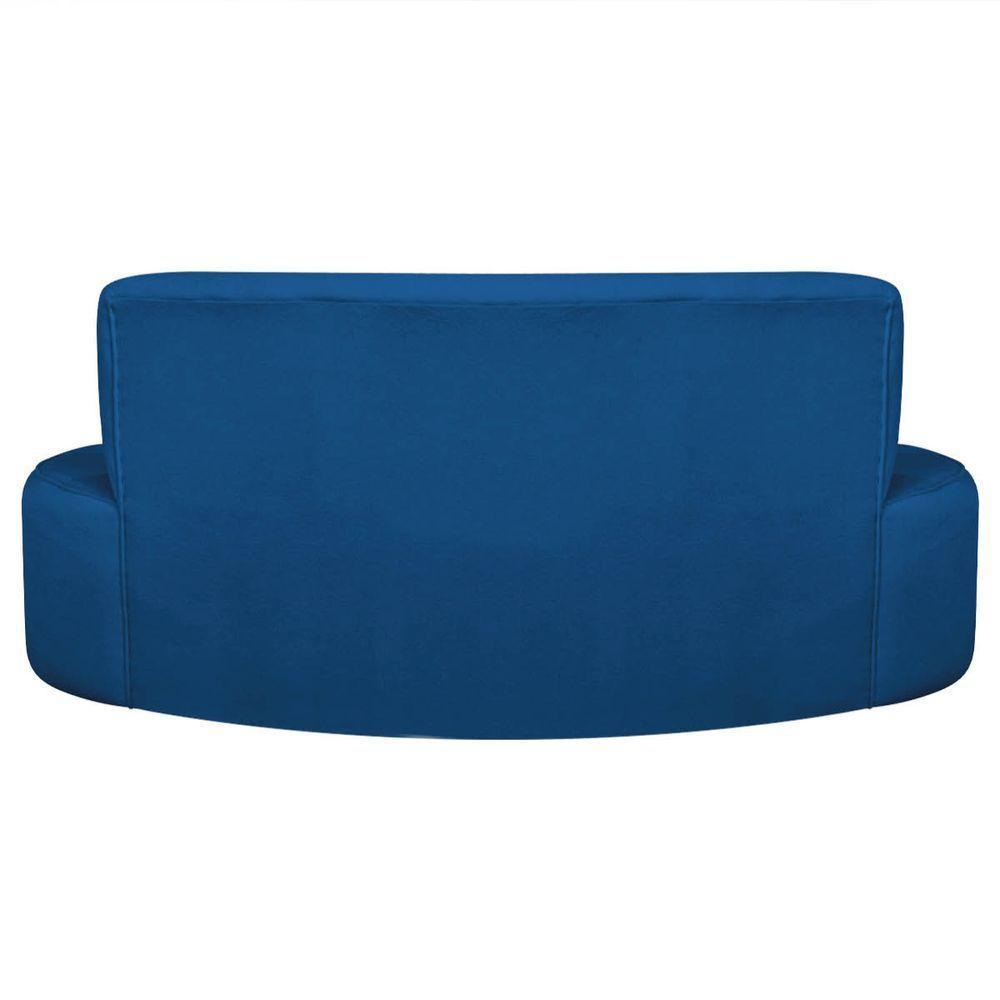 Kit Recamier Curvo Amsterdã 200cm E 2 Poltronas Amore Luxo Linho Cor Azul Royal - 10