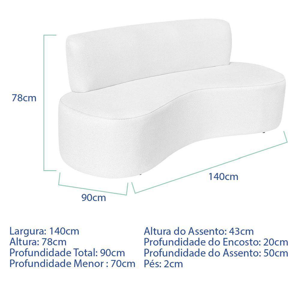 Sofá Curvo 2 Lugares Amsterdã 140cm Suede Cor Branco - 2