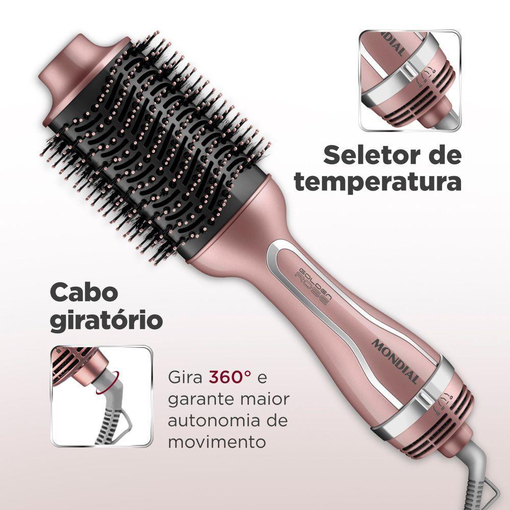 Escova Secadora Mondial Cerdas Duplas 1300w Es-02-bi Golden Rose Bivolt - 2