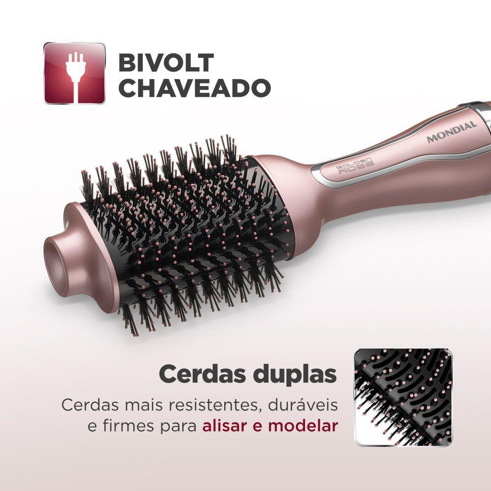 Escova Secadora Mondial Cerdas Duplas 1300w Es-02-bi Golden Rose Bivolt - 6