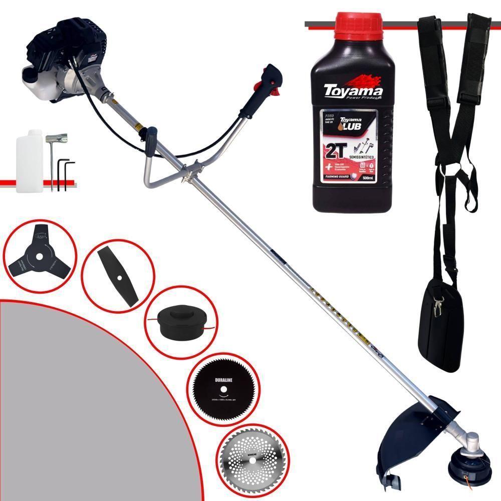 Roçadeira Rt43lb-25a 43cc + óleo Toyama + 4 Lâminas De Corte - 1