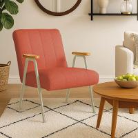 Poltrona Sala Decorativa Industrial Champanhe Laurita Linho Salmão K01 - D'rossi - 1