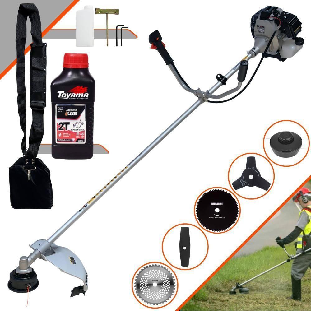 Roçadeira Tbc43-h 43cc + Óleo Toyama 2t + 4 Lâminas De Corte - 1