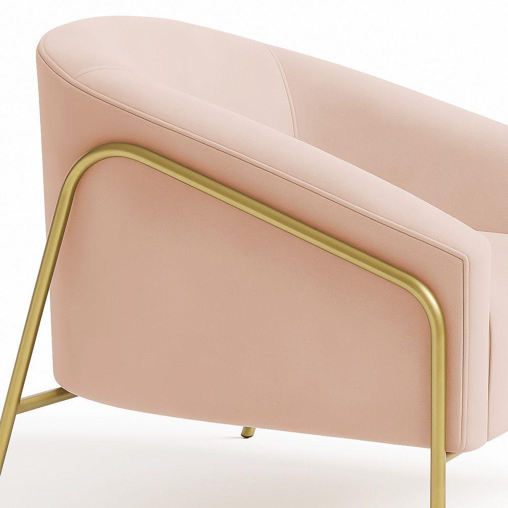 Poltrona Sala Industrial Alta Dourado Stella Veludo D03 - D'rossi Cor Rose - 7