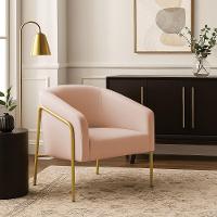 Poltrona Sala Industrial Alta Dourado Stella Veludo D03 - D'rossi Cor Rose - 1