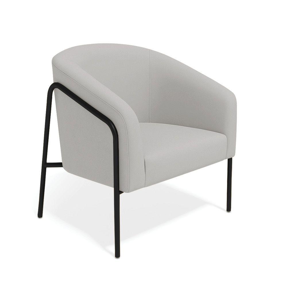 Poltrona Sala Industrial Alta Preto Stella Suede D03 - D'rossi Cor Cinza - 2