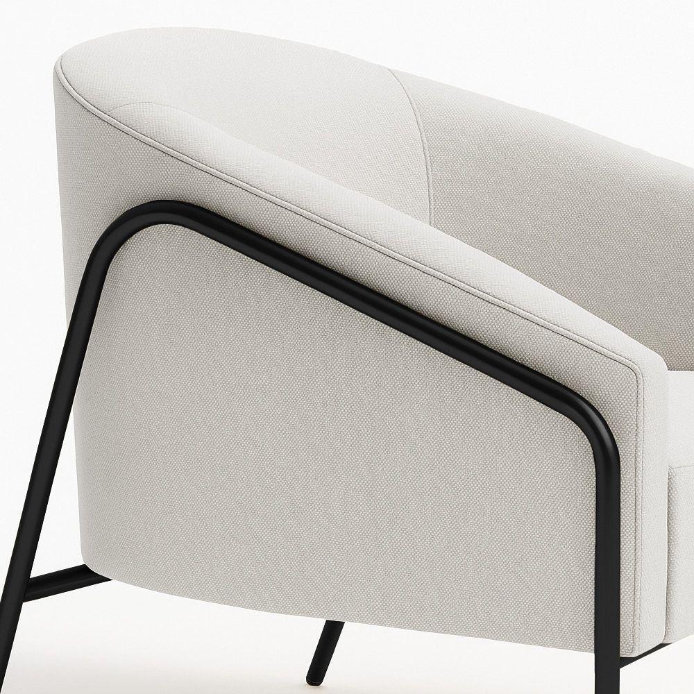 Poltrona Sala Industrial Alta Preto Stella Linho D03 - D'rossi Cor Cinza - 7