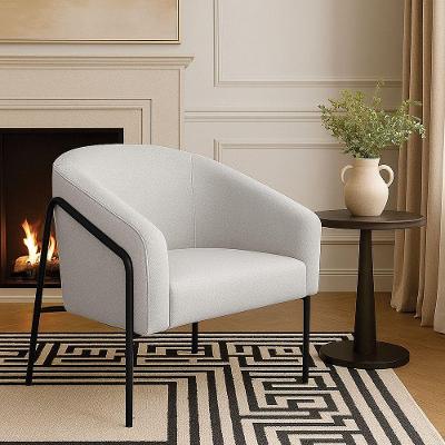 Poltrona Sala Industrial Alta Preto Stella Linho D03 - D'rossi Cor Cinza