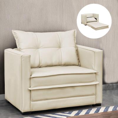 Poltrona Cama Retrátil Solteiro Milenni Veludo Bege B03 - D'rossi