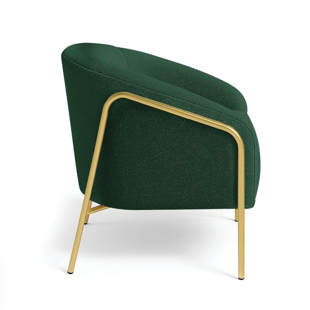 Poltrona Sala Industrial Alta Dourado Stella Bouclê Verde D03 - D'rossi - 5