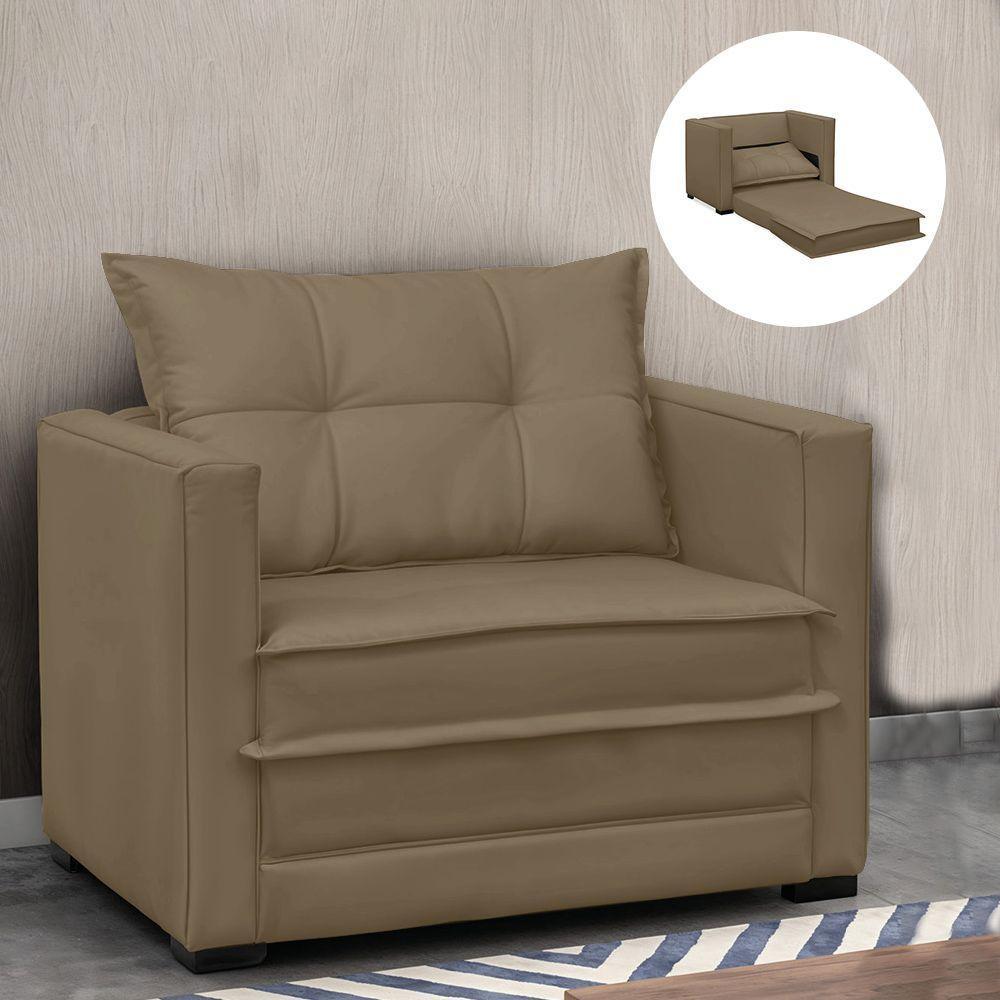 Poltrona Cama Retrátil Solteiro Milenni Veludo Marrom Rato B03 - D'rossi - 1