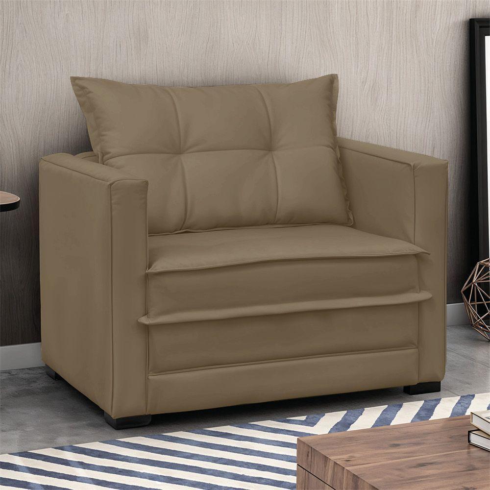 Poltrona Cama Retrátil Solteiro Milenni Veludo Marrom Rato B03 - D'rossi - 2