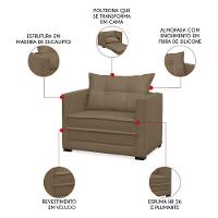 Poltrona Cama Retrátil Solteiro Milenni Veludo Marrom Rato B03 - D'rossi - 3