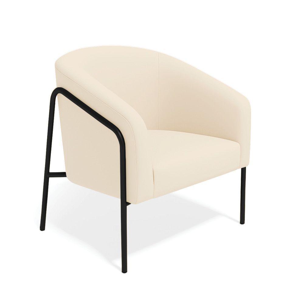 Poltrona Sala Industrial Alta Preto Stella Veludo D03 - D'rossi Cor Bege - 2