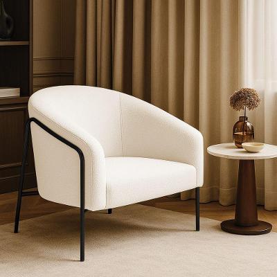 Poltrona Sala Industrial Stella Bouclé Preto Off White D03 D'Rossi
