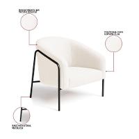 Poltrona Sala Industrial Alta Preto Stella Bouclê Off White D03 - D'rossi - 3