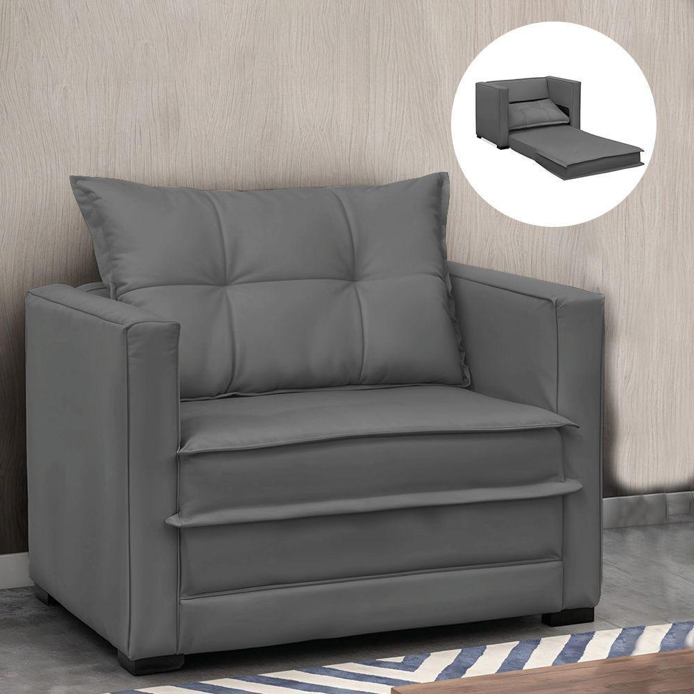 Poltrona Cama Retrátil Solteiro Milenni Veludo Chumbo B03 - D'rossi - 1