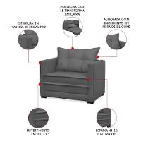 Poltrona Cama Retrátil Solteiro Milenni Veludo Chumbo B03 - D'rossi - 3