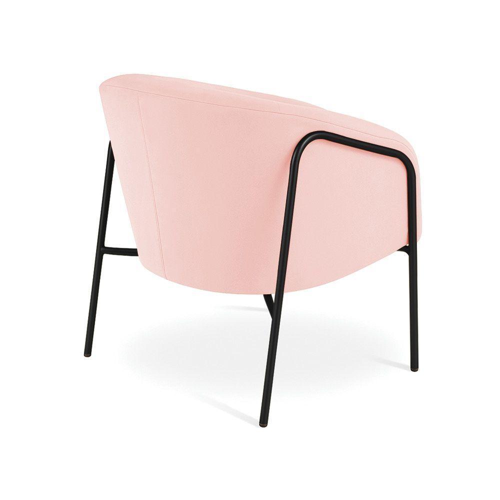 Poltrona Sala Industrial Alta Preto Stella Suede Rosa Bebê D03 - D'rossi - 7