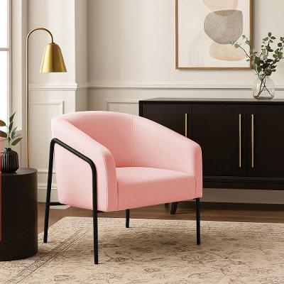 Poltrona Sala Industrial Alta Preto Stella Suede Rosa Bebê D03 - D'rossi