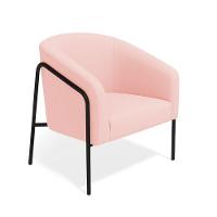 Poltrona Sala Industrial Alta Preto Stella Suede Rosa Bebê D03 - D'rossi - 6