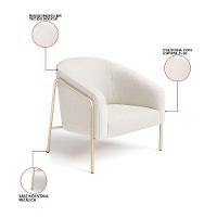 Poltrona Sala Industrial Alta Champanhe Stella Bouclê Cinza D03 - D'rossi - 3