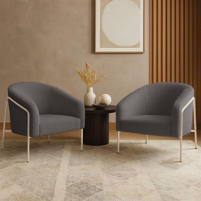 Poltrona Sala Industrial Alta Champanhe Kit 2 Stella Bouclê Grafite D03 - D'rossi