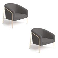 Poltrona Sala Industrial Alta Champanhe Kit 2 Stella Bouclê Grafite D03 - D'rossi - 2