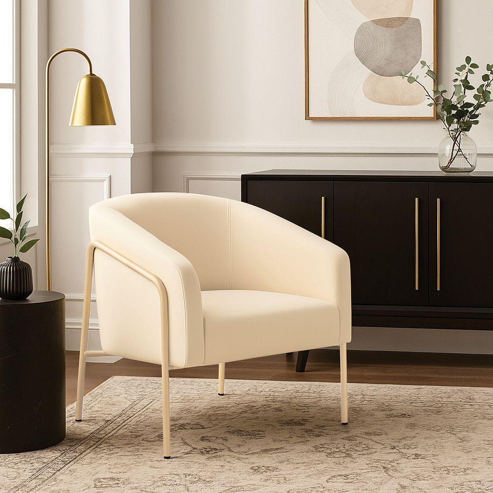 Poltrona Sala Industrial Alta Champanhe Stella Veludo D03 - D'rossi Cor Bege - 1