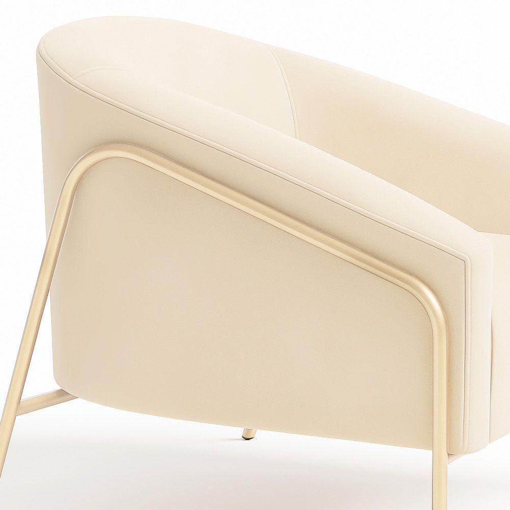 Poltrona Sala Industrial Alta Champanhe Stella Veludo D03 - D'rossi Cor Bege - 7