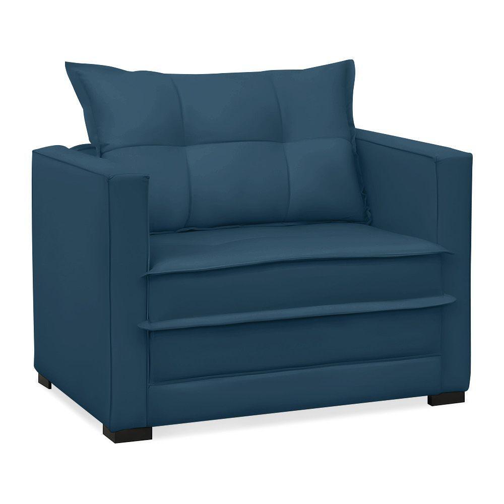 Poltrona Cama Retrátil Solteiro Milenni Veludo Azul Marinho B03 - D'rossi - 5