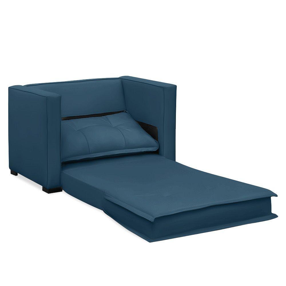 Poltrona Cama Retrátil Solteiro Milenni Veludo Azul Marinho B03 - D'rossi - 6