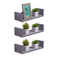 Kit 3 Prateleiras U 50 X 10cm Cinza Claro Suporte Invisível - 1