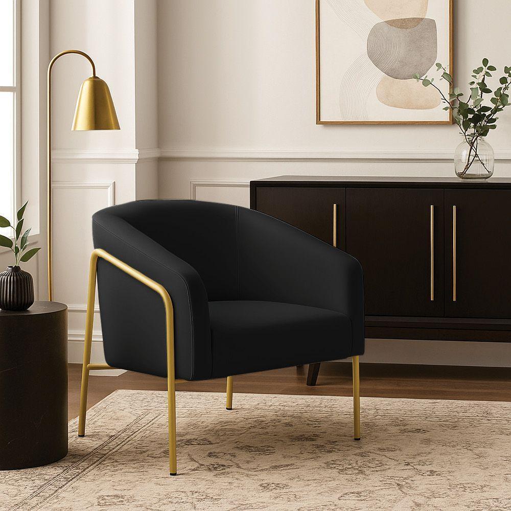 Poltrona Sala Industrial Alta Dourado Stella Veludo D03 - D'rossi Cor Preto - 1