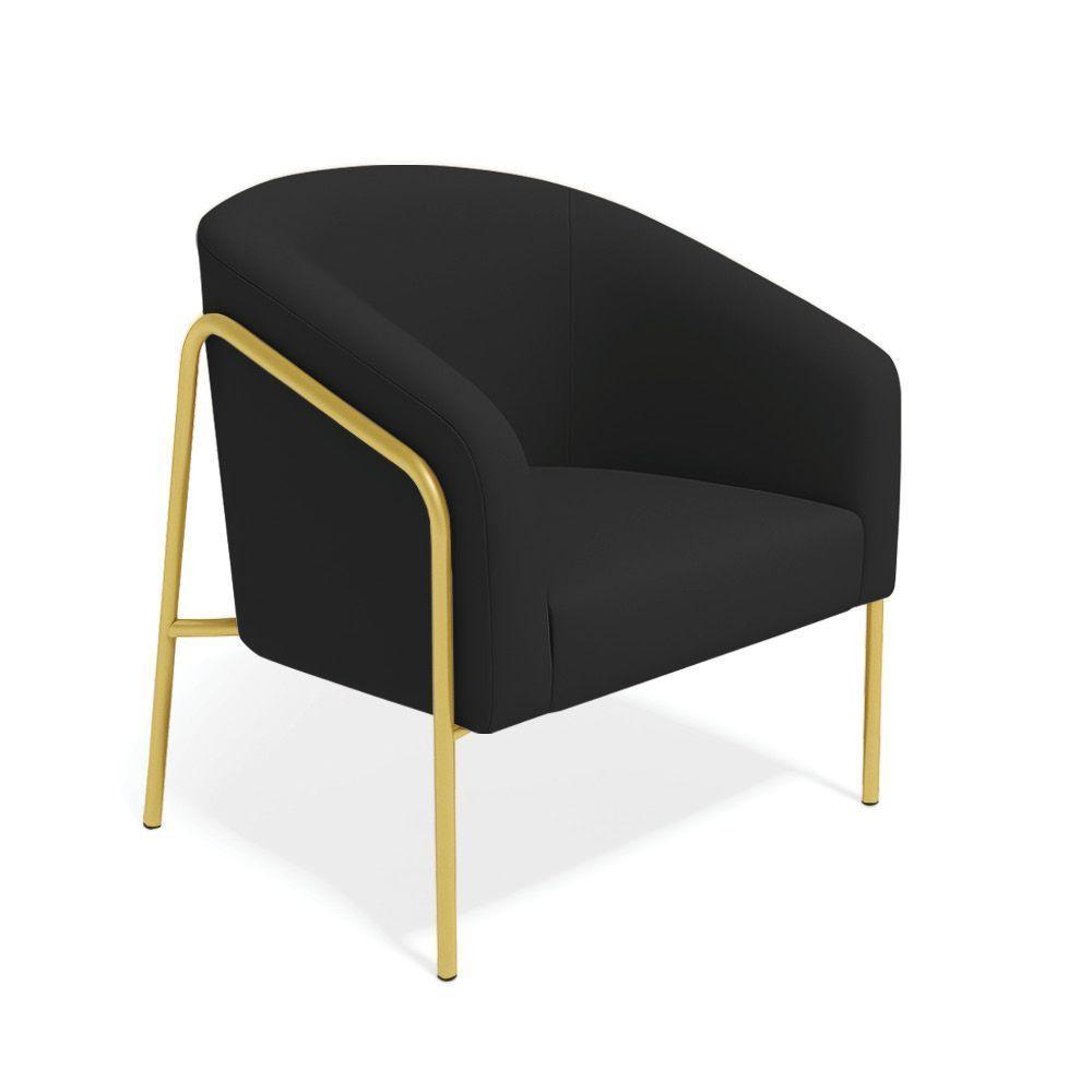 Poltrona Sala Industrial Alta Dourado Stella Veludo D03 - D'rossi Cor Preto - 5