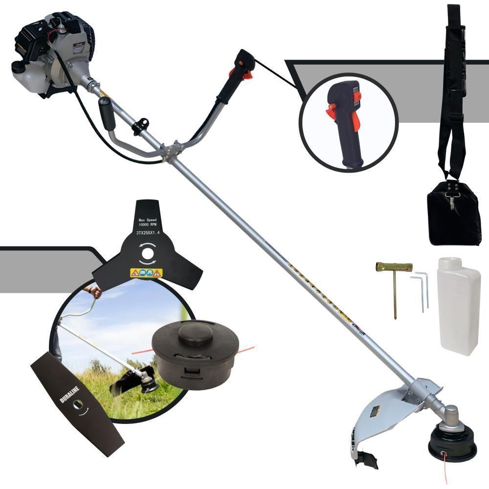 Roçadeira Toyama Lateral 43cc à Gasolina 2t + Faca 2 Pontas - 1