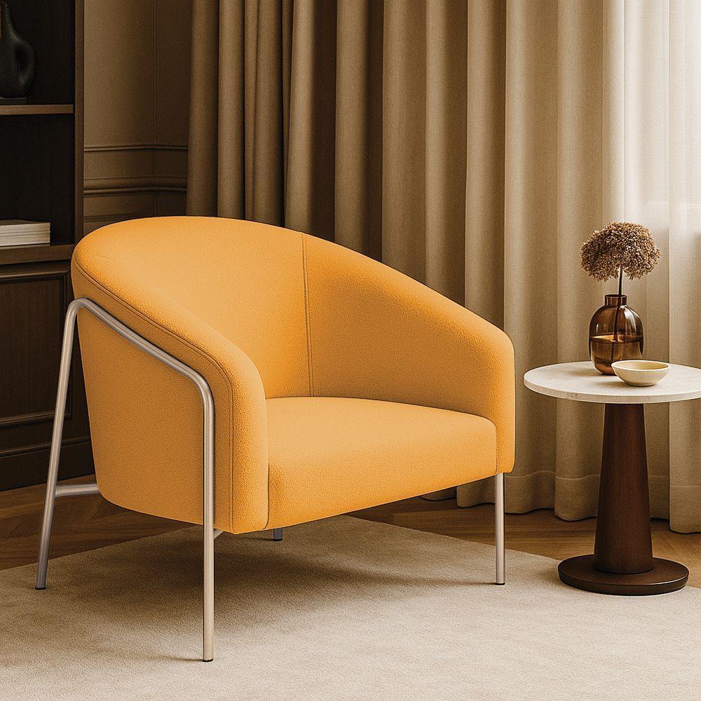 Poltrona Sala Industrial Alta Champanhe Stella Bouclê D03 - D'rossi Cor Mostarda - 1