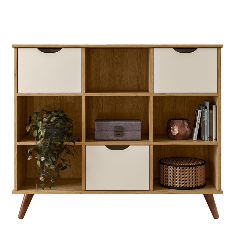 Nicho Organizador Retrô 3 Gavetas Freijó/off White - Qmovi - 1