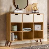 Nicho Organizador Retrô 3 Gavetas Freijó/off White - Qmovi - 2