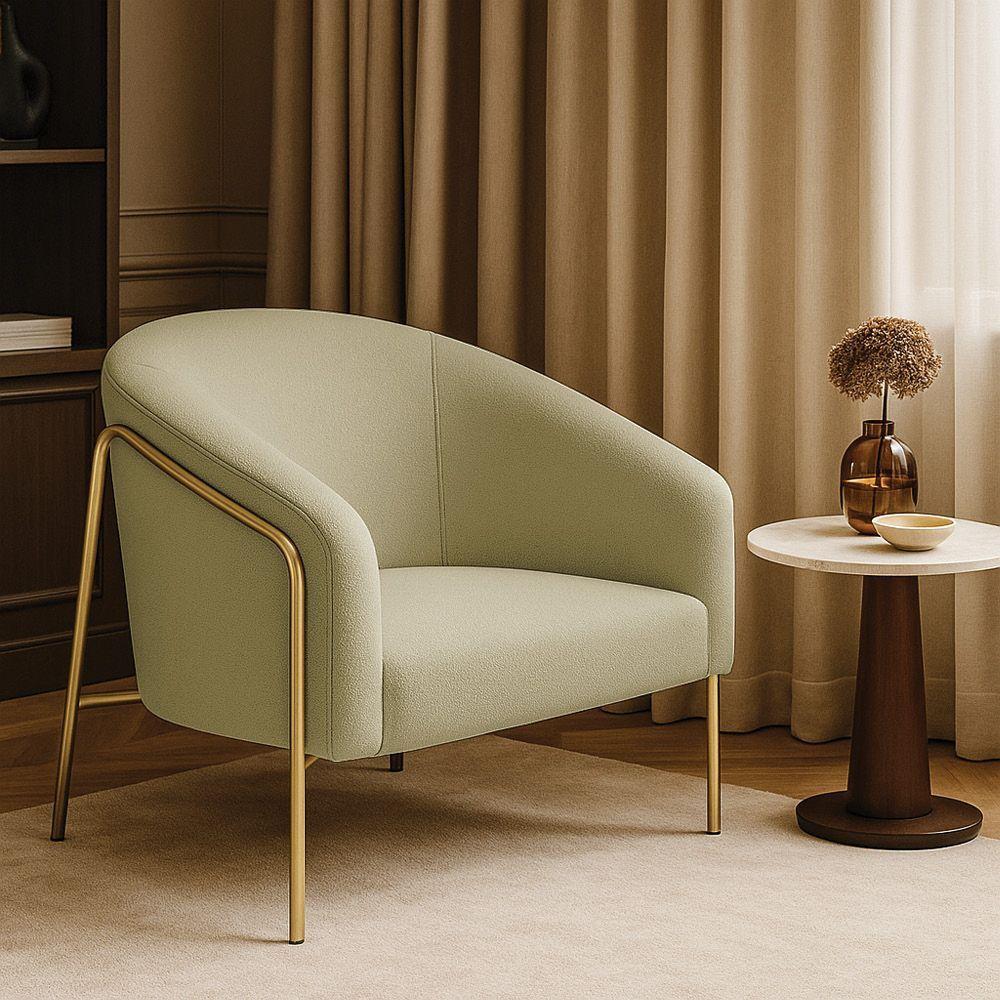 Poltrona Sala Industrial Alta Dourado Stella Bouclê Pistache D03 - D'rossi - 1