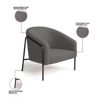 Poltrona Sala Industrial Alta Preto Stella Bouclê Grafite D03 - D'rossi - 3