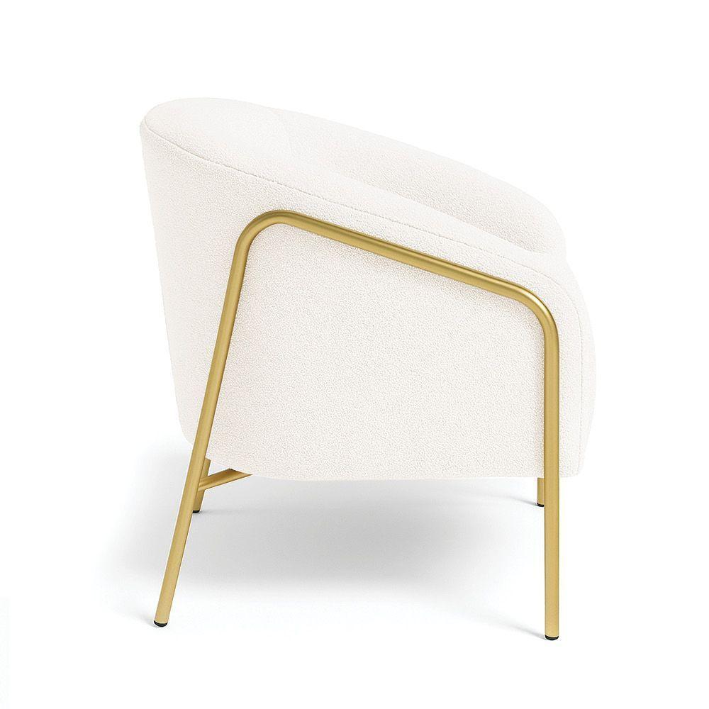 Poltrona Sala Industrial Alta Dourado Stella Bouclê Off White D03 - D'rossi - 5